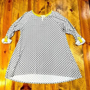 Matilda Jane Modal/Spandex blend 3/4 sleeve with button roll up- abstract print